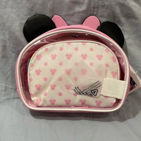 NEW Walt Disney Minnie Mouse Pink Bow 3 Piece Makeup Travel Bag Set - Picture 3 of 3